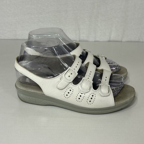 SAS Women’s Size 7 M Tripad Comfort Trio II 3 White Strap Leather Sandals - Picture 1 of 7